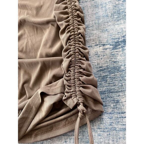 NWT! Cider Brown Ribbed Knit Ruched Side Long Sleeve Dress 1XL - Picture 4 of 6
